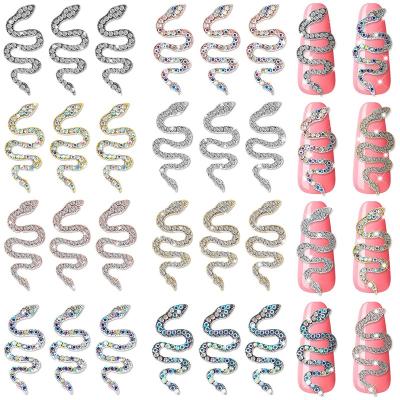 China Luxury 3D Snake Nail Art Charms Flatback Rhinestones For Nails Alloy Snake Jewelry Charms Diamonds For DIY Crafts Nail Art Decoration for sale