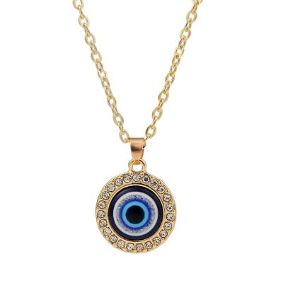 China newest designTrendy hot sale Non-fading gold plated devil eyes necklace blue evil eyes women pendant necklace for sale