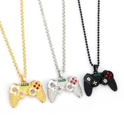 China Hot Selling Hiphop Alloy Gift Customized Hiphop Diamond Memory Game Controller Gold Silver Plated Necklace for sale