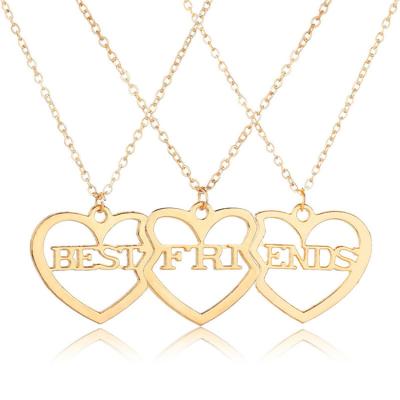 China Good Quality Unique Alloy Cute Best Friends Gold Plated Engagement Anniversary Heart Pendant Necklace for sale