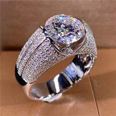 China Fashion CLASSIC Luxurious Jewelry For Women 925 Sterling Silver Natural Gemstone White Diamond Sapphire Ring For Girl Bride Engagement for sale