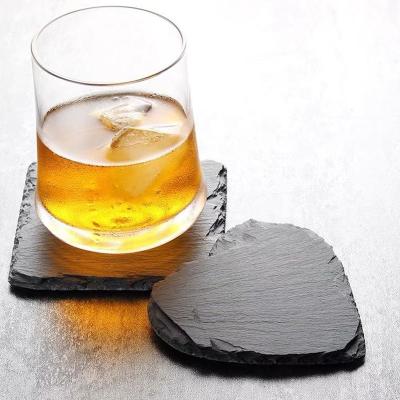 China Sustainable Wholesale High Quality 2022 Round Slate Coaster 4in Black for sale