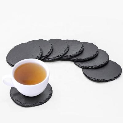 China Viable Wholesale 4 Inch Slate Coasters Sublimated Round Slate Coasters For Drinks Bars Kitchen Coasters And Home Decor Slate Coasters for sale