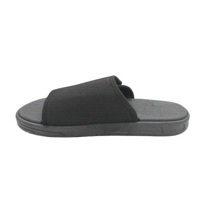 China Simple Custom Made Black Flat Slide Slipper Hook And Loop Heel Sandals for sale