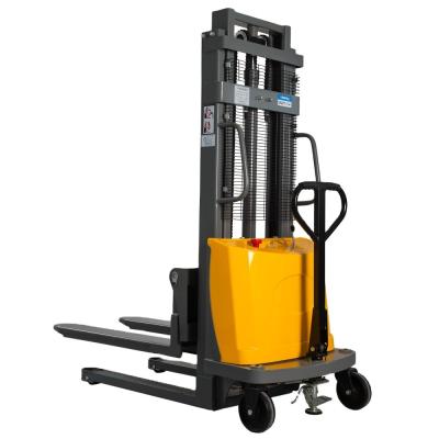 China Factory direct sale 1.5 T 3000mm semi-electric straddle type electric pallet stacker with Adjustable fixed leg for sale