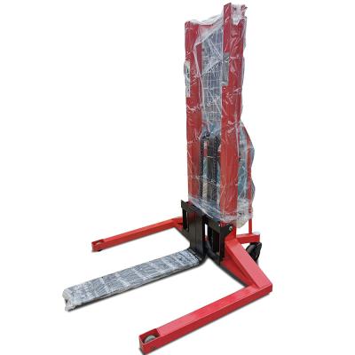 China Integrated pump 1.5ton 1.6m manual stacker with adjustable forged forks for double-deck pallets for sale