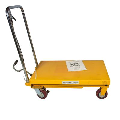 China Small Hydraulic Lifting Platform Truck Scissor Fork Type Foot Lift Warehouse Mobile for sale