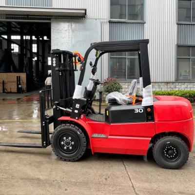 China 3 Ton 3000kg 4 Wheel Agricultural Diesel Powered Forklift With Side Shift 6000mm for sale