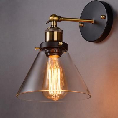 China Indoor Decorative Vintage Wall Lamp E27 Shade Attic Wall Lamps Indoor Glass Light for sale