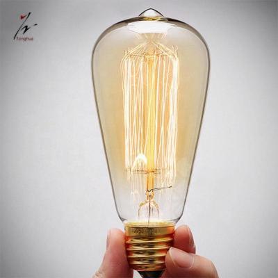 China Vintage Decoration Edison Light Bulb ST64 E27 Brass Filament Lamp 220V 40W for sale