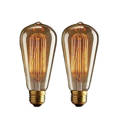 China Vintage Retro Tonghua Amber Glass Shell Edison Filament Bulb ST64-19AK E27 E26 Lamp Holder Dimmable Pendant Lamp for sale