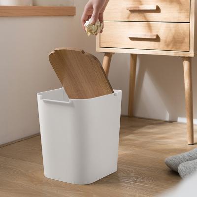 China Mini Trash Can Desktop Plastic Viable Creative Wooden Trash Bin for sale