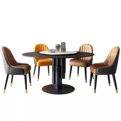 China Regular Solid Marble Frame Metal Furniture Modern Design Top Round Dining Table for sale