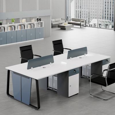 China Expandable Modern Open Modular 4 Person Workstation Office Furniture Design Work Desk Modular Table With Metal Leg For Office Desks for sale