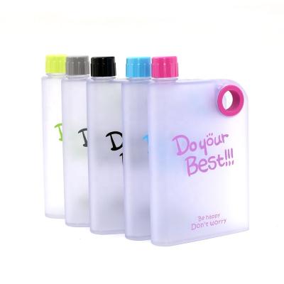 China Sustainable Logo Water Bottle A5 Custom Flat Bottle Drinking Bottle Plastic for sale