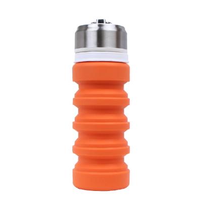 China Customized Logo 400ml Viable Outdoor Collapsible Silicone Portable Collapsible Water Bottle for sale