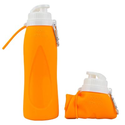 China Logo Easy Clean Silicone Sustainable Outdoor Portable Folding Water Bottle Customized for sale