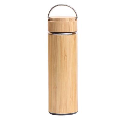 China Viable Wholesale Custom Printing Double Wall Insulated Stainless Steel Bamboo Water Bottle Cover Travel Coffee Mug for sale