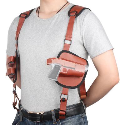 China PU Leather Custom Hot Selling SIVI Brown PU Leather Portable Tactical Universal Accessories Men Shoulder Concealment Holster for sale