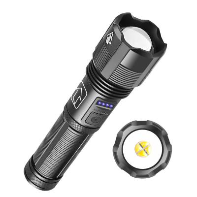 China Emergency Amazon Zoomable Tactical Military Telescopic Aluminum Flashlight Led Rechargeable Flashlight for sale