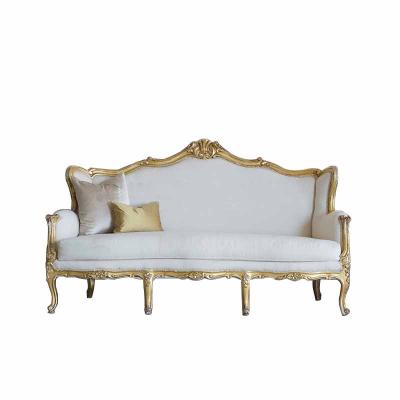 China French Living Room Fashion Laid Solid Wood Antique Made 3 Person Old Sofa Chair for sale