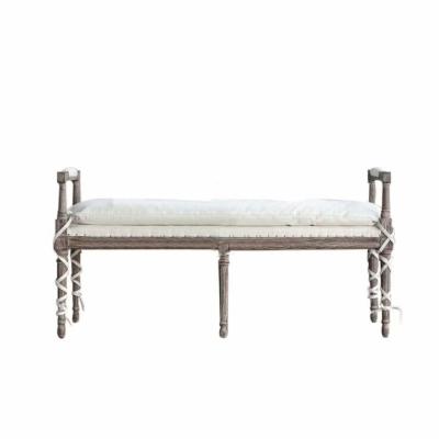 China Custom French Wood Furniture Real Retro Wood Make Old Bedroom Bed Stool for sale