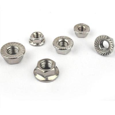 China Construction and installation stainless steel main hex flange nut M4 m6 m8 din6923 ANSIB18.2.2 IS07040 DIN1624 DIN582 with serration low price for sale