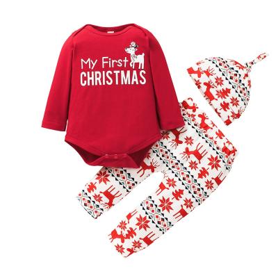 China Breathable Newborn Baby Winter Fashion Christmas Romper Cotton Pajamas Set Kids Clothes Baby Clothing for sale