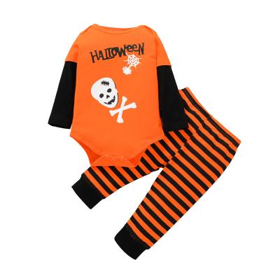 China Breathable Halloween Printed Cartoon Pajamas Cotton Knitted Long Sleeve 2pcs Quality Boy Set Baby Autumn Clothing for sale