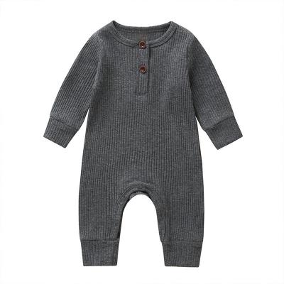 China Soft Comfortable Baby Boys Anti-Pilling Cotton Rompers Long Sleeve Rompers Round Neck Solid One Piece Overalls for sale