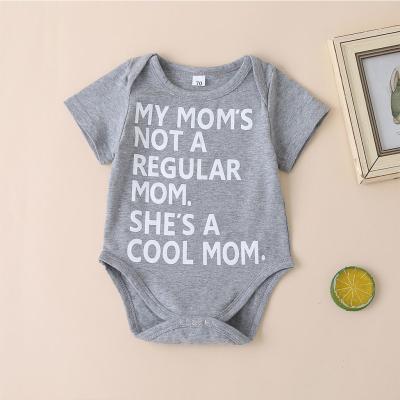 China Casual Design In Stock Baby Boy High Quality Letter Printed Gray Cotton Knitted Soft Newborn Lightweight Triangle Overalls for sale