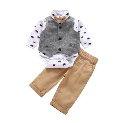 China Wholesale Hot Sale Fashion England Style Breathable Baby Boy Autumn 3pcs Clothing Set for sale