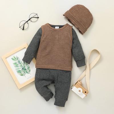 China Casual Kids Cotton Sets Baby Jumpsuit Set Stylish Clothing 3pcs Set Clothes For Newborn Kid Wear for sale