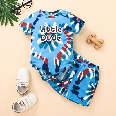 China New Kids 100% Polyester Baby Clothes Wholesale Short Sleeve Newborn Romper Boy Clothes 2 Piece Set for sale