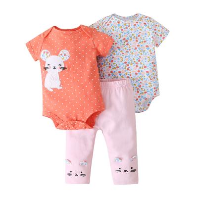 China Light Color Pattern Newborn Clothes Short Sleeve Rompers Kids Girl Summer Breathable Cute Floral Baby Clothes for sale