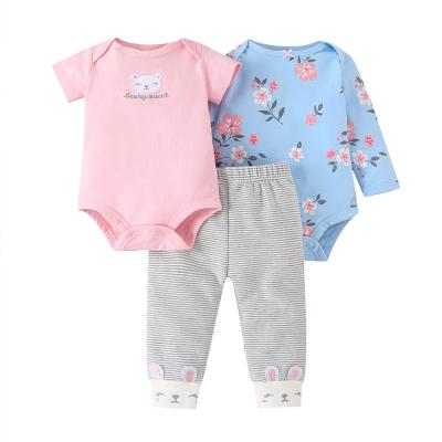 China Baby Girl Autumn Rompers Clothes Set High Quality Breathable Soft Newborn Cotton Daily Indoor Pant Suit Color Material for sale