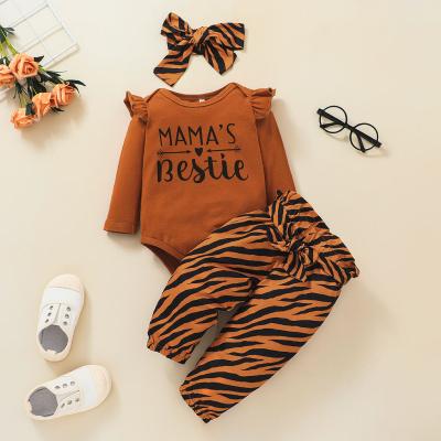 China ODM Breathable Letter Printed Spring Autumn Kids Girl Clothes 2pcs Set High Quality Baby Rompers Clothing Pants Suit for sale