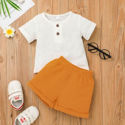 China Wholesale Casual Clothes Girls Dress Styles 100% Cotton Solid Color Newborn Baby Girl Outfit Set for sale