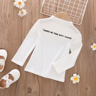 China Viable High Quality Letter Printed Turtle Neck Long Sleeve Knitted Solid Color Kids Clothing Autumn Shirt for sale