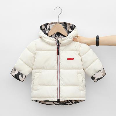 China Double Zipper Camouflage Style Unisex Coat Kids Winter Warm Windproof Side Hooded Casual Lovely Windproof Jacket for sale