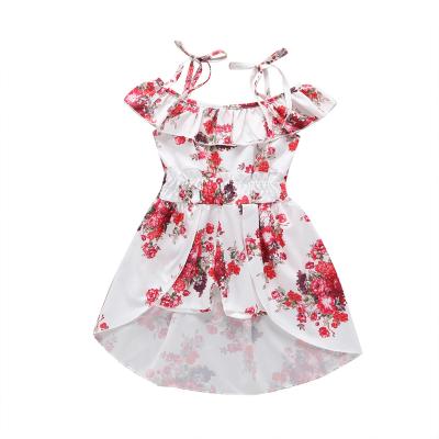 China England Style Flower Painting Washing Pattern Long Version Beach Wear Soft Dress Kids Girl One-Piece Swimsuit For 1-5 Years for sale