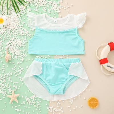 China New Summer Sweet Girls 2 Pcs Set High Quality Children Skirt Suit Children Clothes Waterproof Stylish Swimsuit for sale