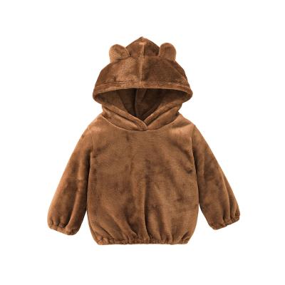 China Coffee thin solid color version anti-pilling narrow cuffs baby tops sweater bear costume Hoodie for sale