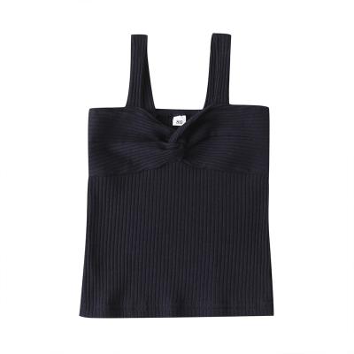 China Slim Version Breathable Girl Kids Sleeveless Breathable Cotton Rib Solid Color Summer Clothing Shirt for sale