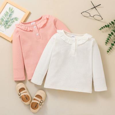 China New Casual Wholesale Girl Clothes Solid Color High Quality Children Clothing Cotton Wear Child Shirt for sale