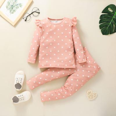 China Heart Print Casual Autumn Girl Clothing Sets Quality Baby Clothes Long Sleeve Cotton Baby Clothes for sale