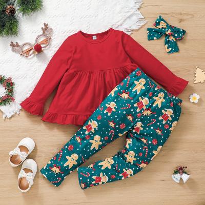 China Polyester/Cotton Kids Clothing Girl Christmas Dress Christmas Set Boutique Clothing Pajamas Girl Set for sale