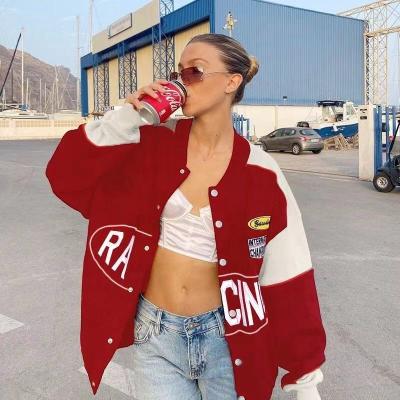 China Blazer College Style Contrast Color Baseball Suit 2022 Autumn Border Single Breasted Custom Letter Jacket Female for sale