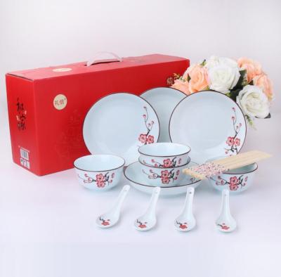 China Viable Spoon Chopsticks Ceramic Food Serving Dish Bowl Set for sale