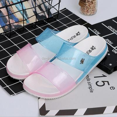 China Recyclable Double Colors New Model Transparent Pu Slippers for sale